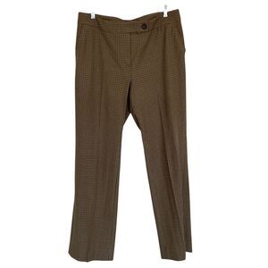 Talbots Signature Boot‎ Houndstooth Pants Womens 12 Trouser Tan Brown Acadamia